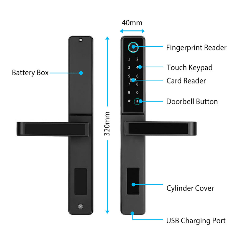 High Security Door Smart Lock Doorbell Tuya App Home Use Room Electronic Door Lock Colorful